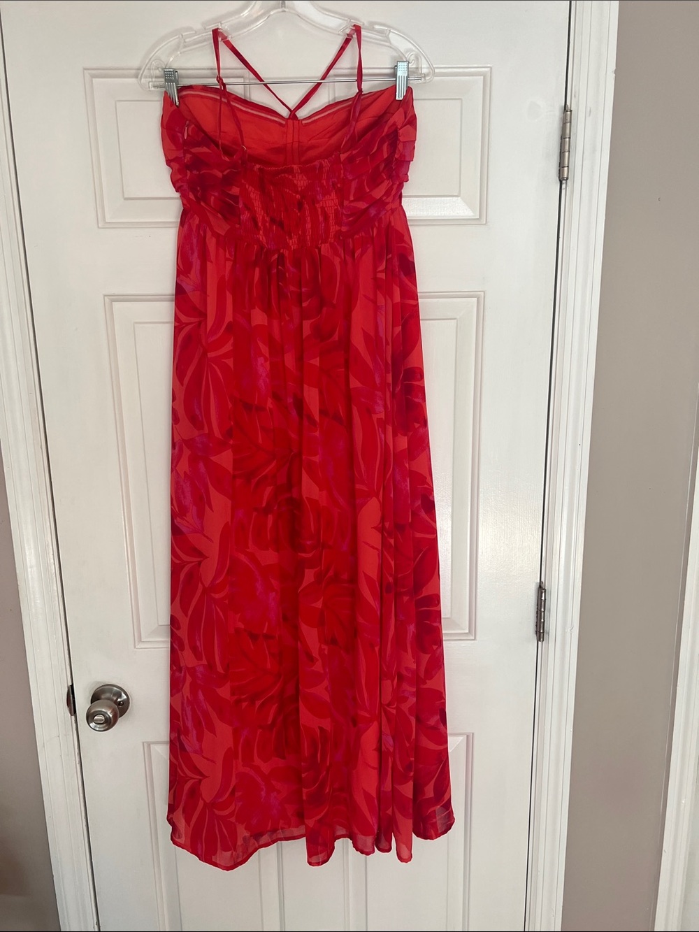 Vici Red Floral Print Maxi Dress with Spaghetti Straps - Picture 3 of 4
